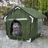 Ninodemu outdoor cat house exterior shields feral cats from wind and rain