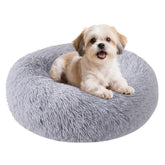 Nisrada dog bed round with soft plush fabric for cozy sleep.