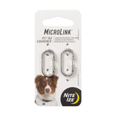 Nite Ize MicroLink Pet Tag Carabiner stainless steel closeup for durable tag security.