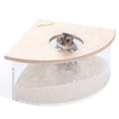 Niteangel Animal Sand-Bath Box triangle acrylic lid view for easy observation during bath time.
