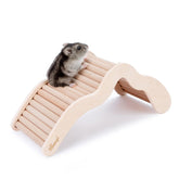 Niteangel hamster climbing bridge ladder front view, smooth birch surface for safe climbing.