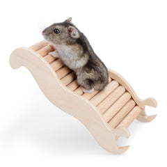 Niteangel hamster climbing toy wooden ladder bridge shows natural wood enrichment.