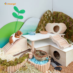 Niteangel hamster-house birch-plywood material offers durable, chew-friendly shelter