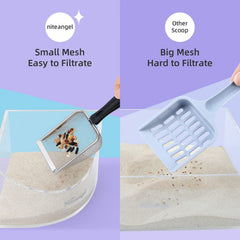 Niteangel hamster sand bath scoop handle closeup demonstrates ergonomic grip for comfortable use.