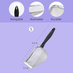 Niteangel hamster sand bath scoop mesh closeup highlights fine holes for quick debris removal.