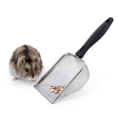 Niteangel hamster sand bath scoop top view shows compact stainless steel design for easy screening.