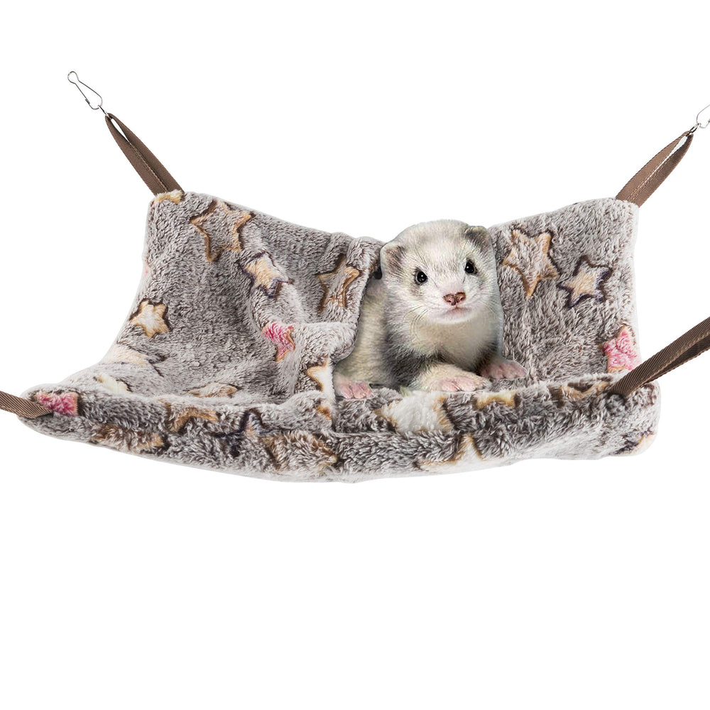 Niteangel Hanging Hammock Nap Sack in cream-star pattern provides cozy, warm naps for small pets.