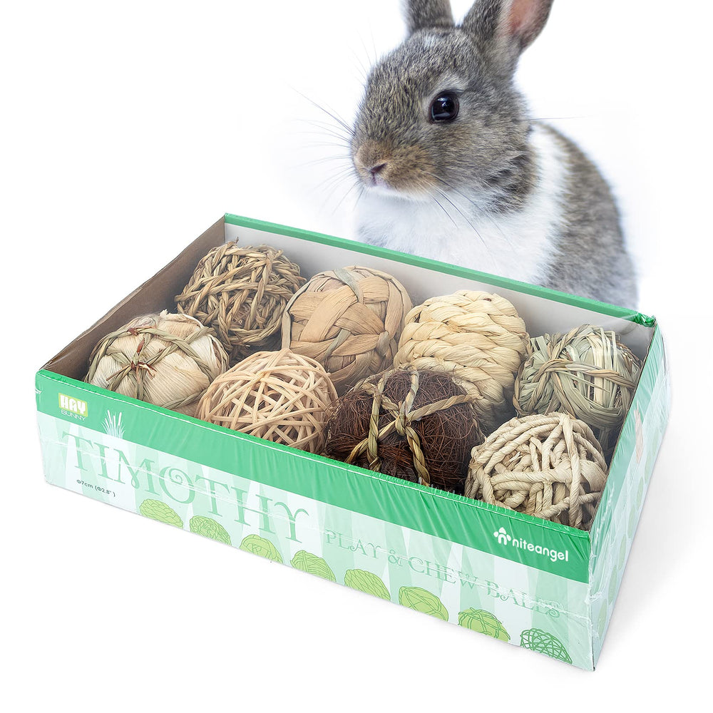 Niteangel natural chew balls in seagrass support dental wear and daily play for small pets.