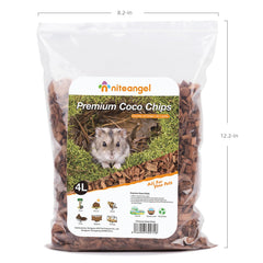 Niteangel natural bedding in hamster habitat demonstrating scent-absorbing, dry burrow for small pets.