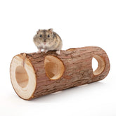 Niteangel natural wooden hamster tunnel in forest trunk for exploration and play
