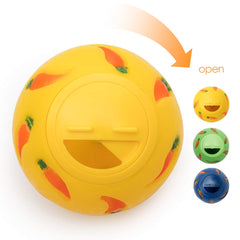 Niteangel Treat Ball small yellow adjustable-opening demonstrates controlled treat flow