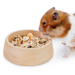 Niteangel wooden hamster bowl with hammery pattern offers a stable feeding option for small pets.