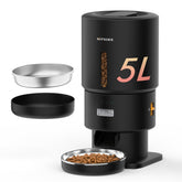 Nityers automatic cat feeder hopper shows 5L capacity for fewer refills.