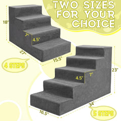 Niubya dog stairs 5-step grey side view showing compact height for small spaces.