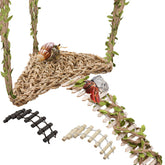 Niuohoy Hermit Crab Climbing Toys Set main view shows sturdy seagrass and wood for safe climbing