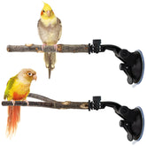 Niuohoy parrot perch stand on window with secure suction for enrichment