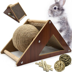 Niwaes rabbit scratching pad main view showing 2-in-1 enrichment for small pets