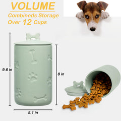 NIXBYO dog cookie jar shows full paw prints for organized snacks.
