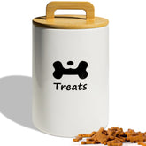 NIXBYO dog treat container with wide opening for easy scooping and cleaning