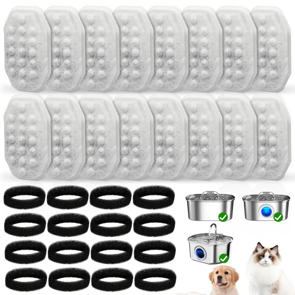 NIXOOT 32-pack cat fountain filters for 108oz fountains deliver cleaner-tasting water for pets.