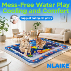 NLAIKE water-sensory-mat with floating fish boosts interactive play