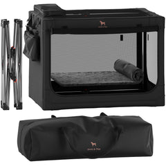 Noah & Paw Collapsible Dog Crate front view highlights quick setup for travel readiness.