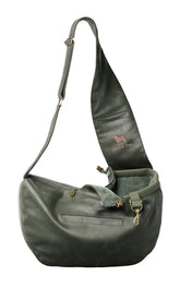 Noah & Paw dog sling carrier front view showcases compact design for effortless, hands-free dog transports.