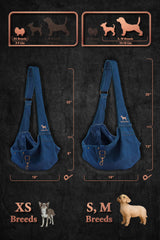 Noah & Paw denim sling lined with fur for cozy warmth