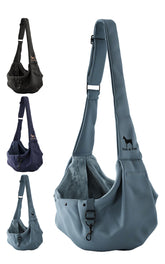 NOAH & PAW dog sling carrier closeup highlights premium twill for stylish, comfortable carrying.