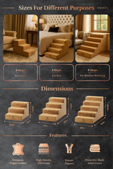 Noah & Paw dog stairs leather collection removable cover with a 10mm zipper enables easy cleaning.