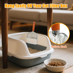 Nobiqfoq metal cat litter scoop depth 1-6 inch design for thorough corner reach