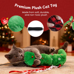 Nocciola Christmas cat wand plush detail showing soft fabric for safe indoor play