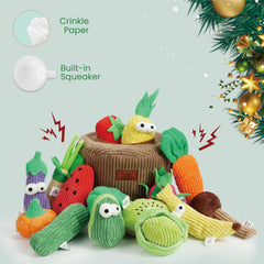 Nocciola fruit banana squeaky toy supports teething and chewing fun.