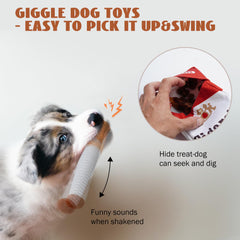 Nocciola Giggle Puff dog enjoying a playful session with giggle sounds.