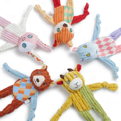 Nocciola no-stuffing puppy toys in packaging, showcasing compact, mess-free design for easy gifting.