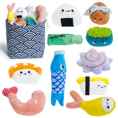 Nocciola sushi dog toy variety collection perfect for puppies and small dogs.