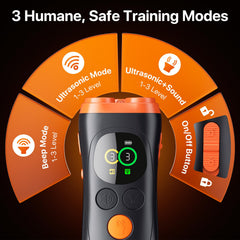 NOIDECE 3x ultrasonic emitters provide 360-degree coverage for effective bark control.