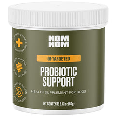 Nom Nom GI-Targeted Probiotic Tub: promotes gut balance in dogs.