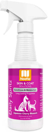 Nootie Daily Spritz bottle front view showing conditioning benefits for dogs between baths