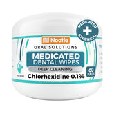 Nootie medicated dental wipes packaging shown for easy at-home dog dental care.