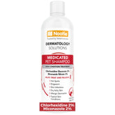 Nootie Medicated Pet Shampoo bottle focusing on itch relief and grooming.