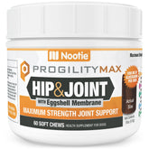 Nootie ProgilityMAX dog chews container highlights joint support for large dogs.