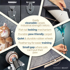 Nordic Beast cushioned carpet runway keeps paws comfortable and snag-free during workouts.