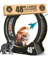 Nordic Beast Gold 48'' cat wheel overview showing spacious design for large cats to stretch.