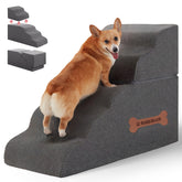 Nordjager 5-step spliceable pet stairs assembled for easy high-bed access for small pets.