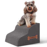 Nordjager dog stairs 2-steps grey side view aids sofa access and joint comfort.