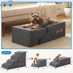 Nordjager dog-stairs-folded-grey image demonstrates compact, space-saving storage.