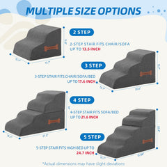 Nordjager dog stairs grey memory-foam core offers gentle support for small pets.
