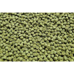 Northfin Veggie Fish Food close-up emphasizes digestive health support from fiber-rich ingredients.
