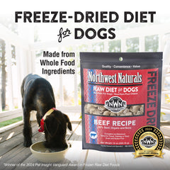 Northwest Naturals beef dog food packaging sealed to maintain freshness during storage.